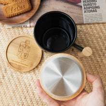 Load image into Gallery viewer, Personalized Ceramic Black Mug with Wooden Handle Set