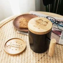 Load image into Gallery viewer, Personalized Ceramic Black Mug with Wooden Handle Set
