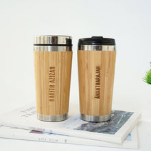 Load image into Gallery viewer, Personalized Bamboo Travel Coffee Mug Tumbler (Can add name or emoji, no picture)