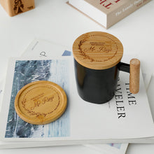 Load image into Gallery viewer, Personalized Ceramic Black Mug with Wooden Handle Set
