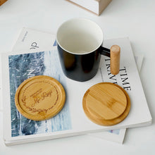 Load image into Gallery viewer, Personalized Ceramic Black Mug with Wooden Handle Set
