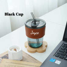 Load image into Gallery viewer, For Her #2 -Portable Glass Cup with Coaster, Honey, Flower
