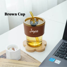 Load image into Gallery viewer, For Her #2 -Portable Glass Cup with Coaster, Honey, Flower
