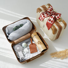 Load image into Gallery viewer, Travel Luggage Gift Set #2 (Bamboo Flask, Beach Mat, Airpods, Fan, Luggage Tag, Bath Bomb, Neck Pillow)