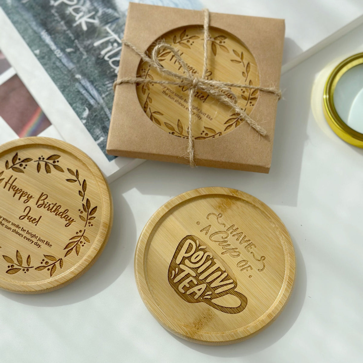 Personalized Bamboo Coaster nsjstylishstore