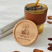 Load image into Gallery viewer, For Her #2 -Portable Glass Cup with Coaster, Honey, Flower