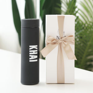 Personalized Vacuum Flask With Temperature Display (Black) 6-month warranty