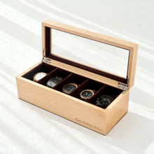 Load image into Gallery viewer, Personalized 5 Slots Beechwood Watch Box
