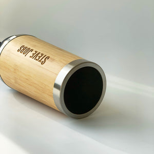 Personalized Bamboo Travel Coffee Mug Tumbler (Can add name or emoji, no picture）