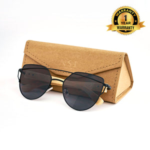 Personalized Bamboo Sunglasses- Cat-eye Black C011