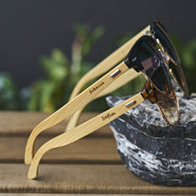 Load image into Gallery viewer, Personalized Bamboo Sunglasses- Clubmaster Black C017(clearance)