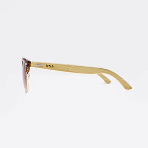 Personalized Bamboo Sunglasses- Clubmaster Brown C016