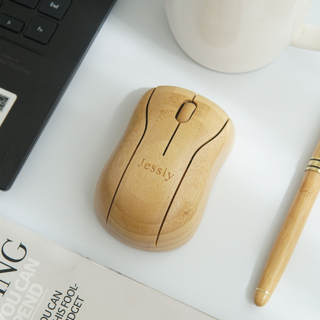 Personalized Bamboo Wireless Mouse(6-month warranty)