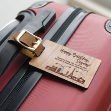 Load image into Gallery viewer, Personalized Real Leather Strap Wooden Luggage Tag

