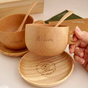 Personalized Wooden Couple Coffee Cup Set