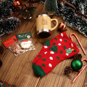 Christmas Gift Set #02 - Stainless Steel Mug with handle and lid, Socks, Scented Candle & Cookies