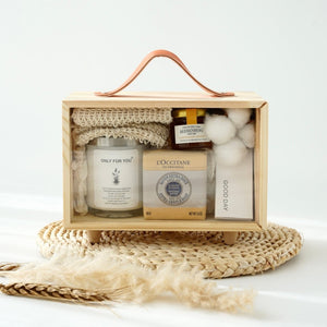 For Her #15 (Loccitane gentle soap, Soap pouch, candle, matches, honey)