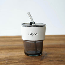 Load image into Gallery viewer, Personalized Portable Glass Cup with lid and straw
