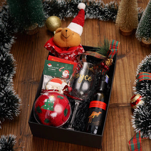Christmas Gift Set #05 - GlassWine, RedWine, CandyBag, Cookies, Socks/ Cookies/ Scented Candle/ Speaker