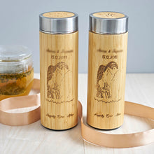 Load image into Gallery viewer, Personalized Couple Bamboo Thermal Flask set with engraved box
