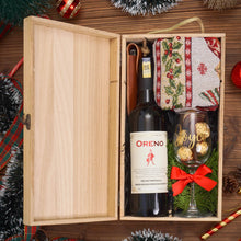 Load image into Gallery viewer, Christmas Gift Set #06-Wine, Glass, Christmas Tablecloth, Multipurpose wineopener, Wooden Box
