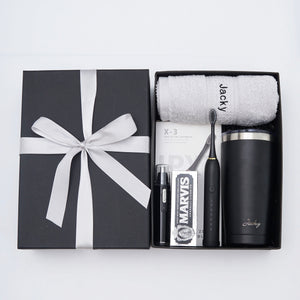 For HIM #6- Stainless Steel Mug, Toothbrush, Nose Hair Trimmer, Hand Towel, Marvis Toothpaste