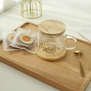 Classic gift set #6 (Glass tea cup with coaster, Mixed fruit tea, Scented Candle/ Chocolate/ Soap Flower)