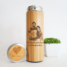 Load image into Gallery viewer, Personalized Couple Bamboo Thermal Flask set with engraved box
