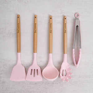 Personalised Silicone Cooking Utensils 5 in 1 (Pink)