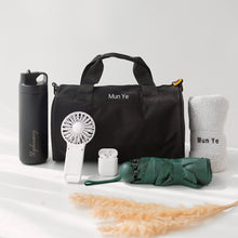 Load image into Gallery viewer, Sporty/Travel Bag Gift Set #1 (Bag, Tumbler, Towel, Umbrella, Airpod, Fan)
