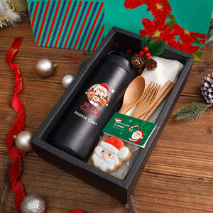 2024: Christmas daily use set2: Water bottle+Cutlery Set+Pouch+Christmas Cookies