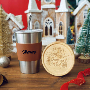 2024: Christmas Stainless Steel Cup Set (Cup+Coaster+Luggage tag+Coffee+Cookie)