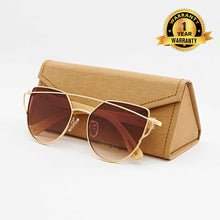 Load image into Gallery viewer, Personalized Bamboo Sunglasses- Cat eye brown C010
