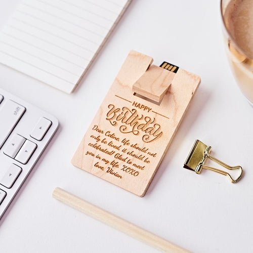 Personalized Wooden Card Shape Usb, Best Gift for boss, Best gift for colleague, Best gift for man, Unique Gift in Malaysia, Office Gift in Malaysia
