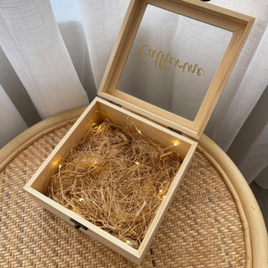 Personalized Name Wooden Box with Glass Cover