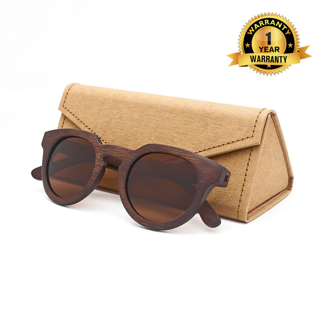 Personalized Bamboo Sunglasses- Round C013 (BUY 1 FREE 1)