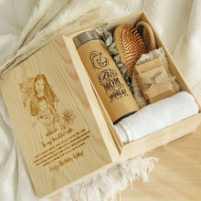 Load image into Gallery viewer, For Her #2 - Towel, Thermal Flask, Hair Brush, Mirror, Soap Bar, Wooden Box
