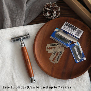 For HIM #3 -Wooden Razor, Leather card holder, Wooden Pen