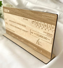 Load image into Gallery viewer, Personalized Wooden Mock Up Cheque
