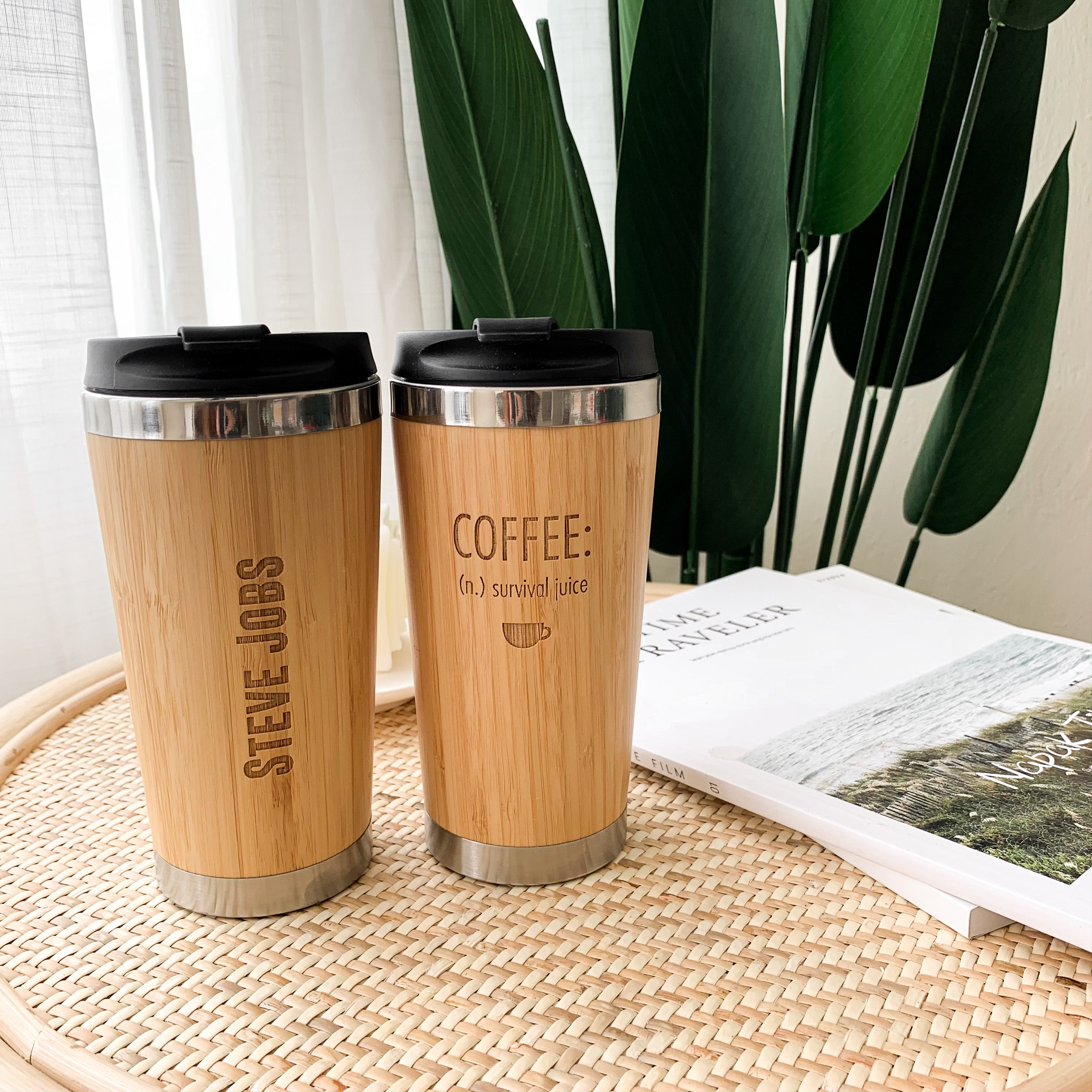 100+ Custom Engraved 15 oz. Bamboo Coffee Mug, Stainless Steel Insulated  Bamboo Travel Mug