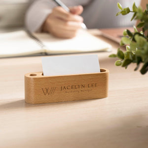 Personalized Wooden Name Card Holder For Desk Display