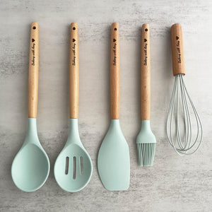 Personalised Silicone Baking Utensils 5 in 1 (Tiffany green)