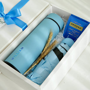 Blue lover set - Vacuum Flask, Twinings Tea , Pocket Size Umbrella