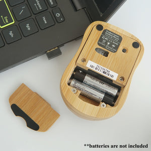 Office Gift Set #06 - Bamboo Wireless Mouse, Bamboo Gel pen, Desk Phone Holder