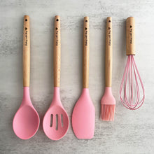 Load image into Gallery viewer, Personalised Silicone Baking Utensils 5 in 1 (Pink)
