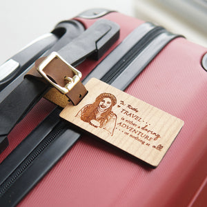 Personalized Real Leather Strap Wooden Luggage Tag