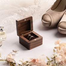 Load image into Gallery viewer, personalized wooden ring box, wedding ring box

